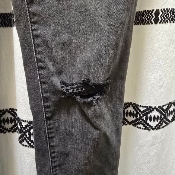 Madewell 9" Mid-Rise Skinny black ripped raw hem jeans size 27 Tall - Picture 3 of 12